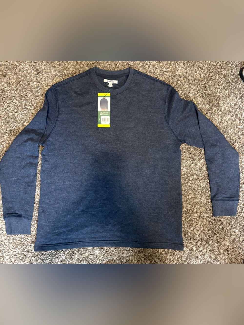 Orvis Navy Heather Long Sleeve Crew Tee